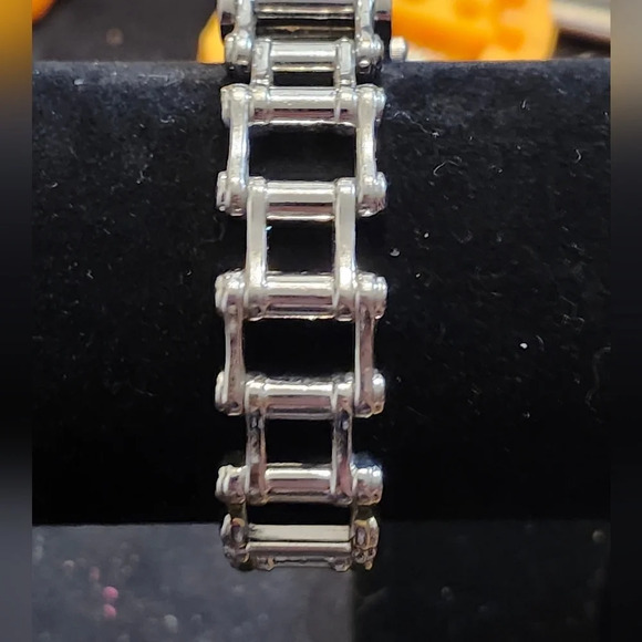 Vintage VERNIER Tank Watch Bike Chain Bracelet - Picture 4 of 8